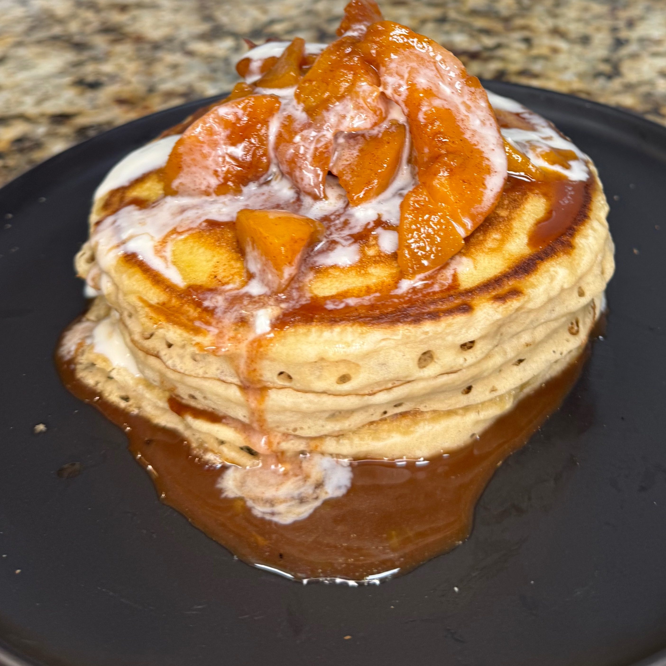 PEACHES & CREAM PANCAKES.