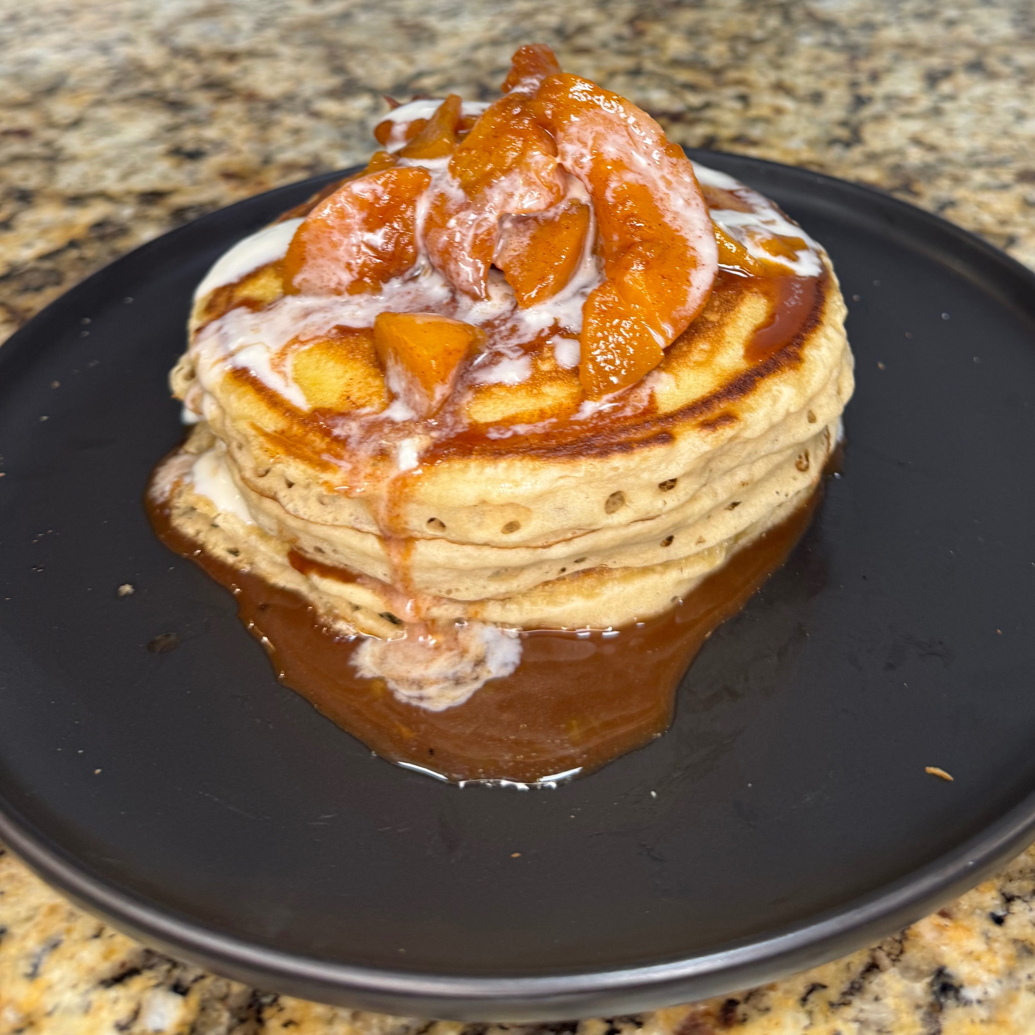 PEACHES & CREAM PANCAKES.