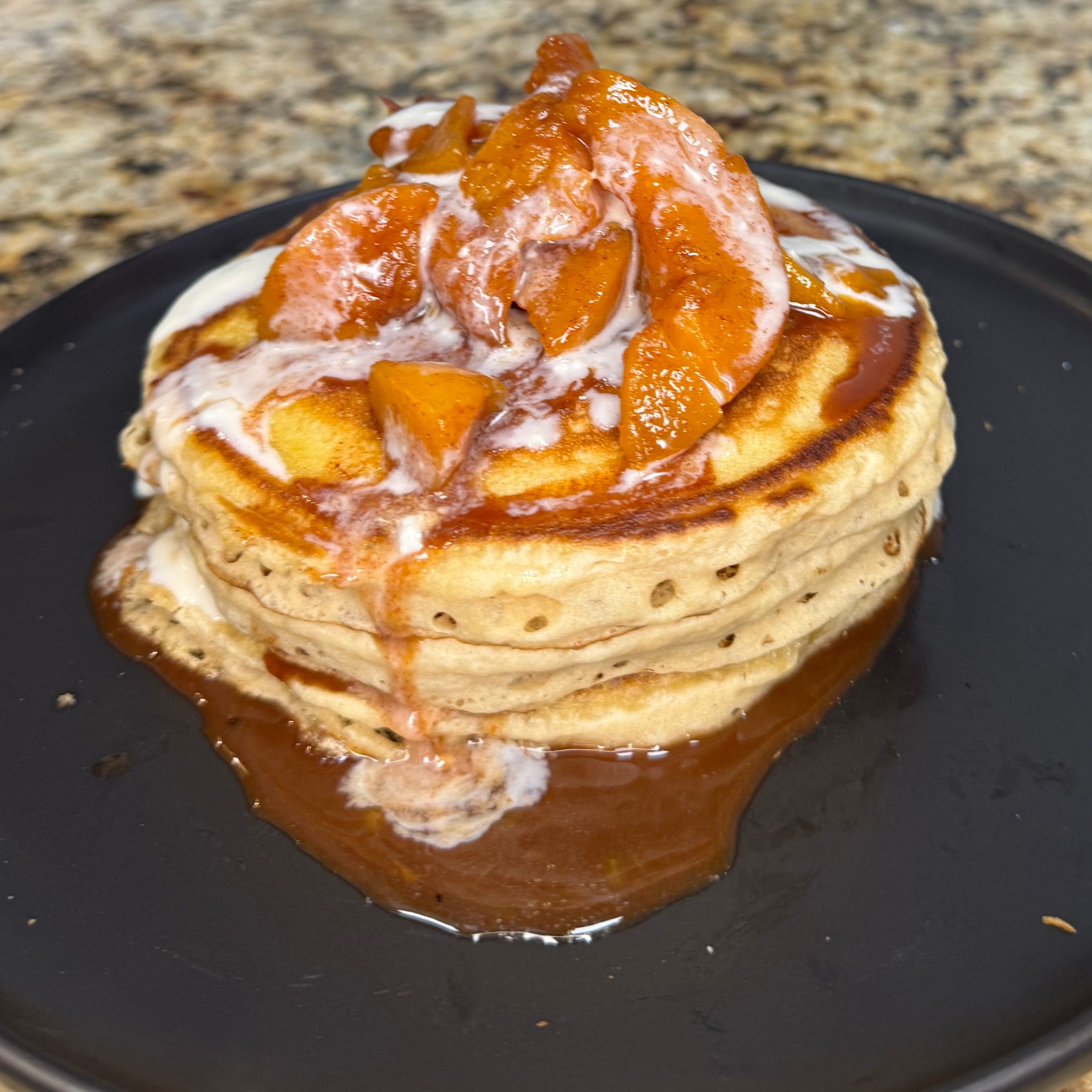 PEACHES AND CREAM PANCAKES.