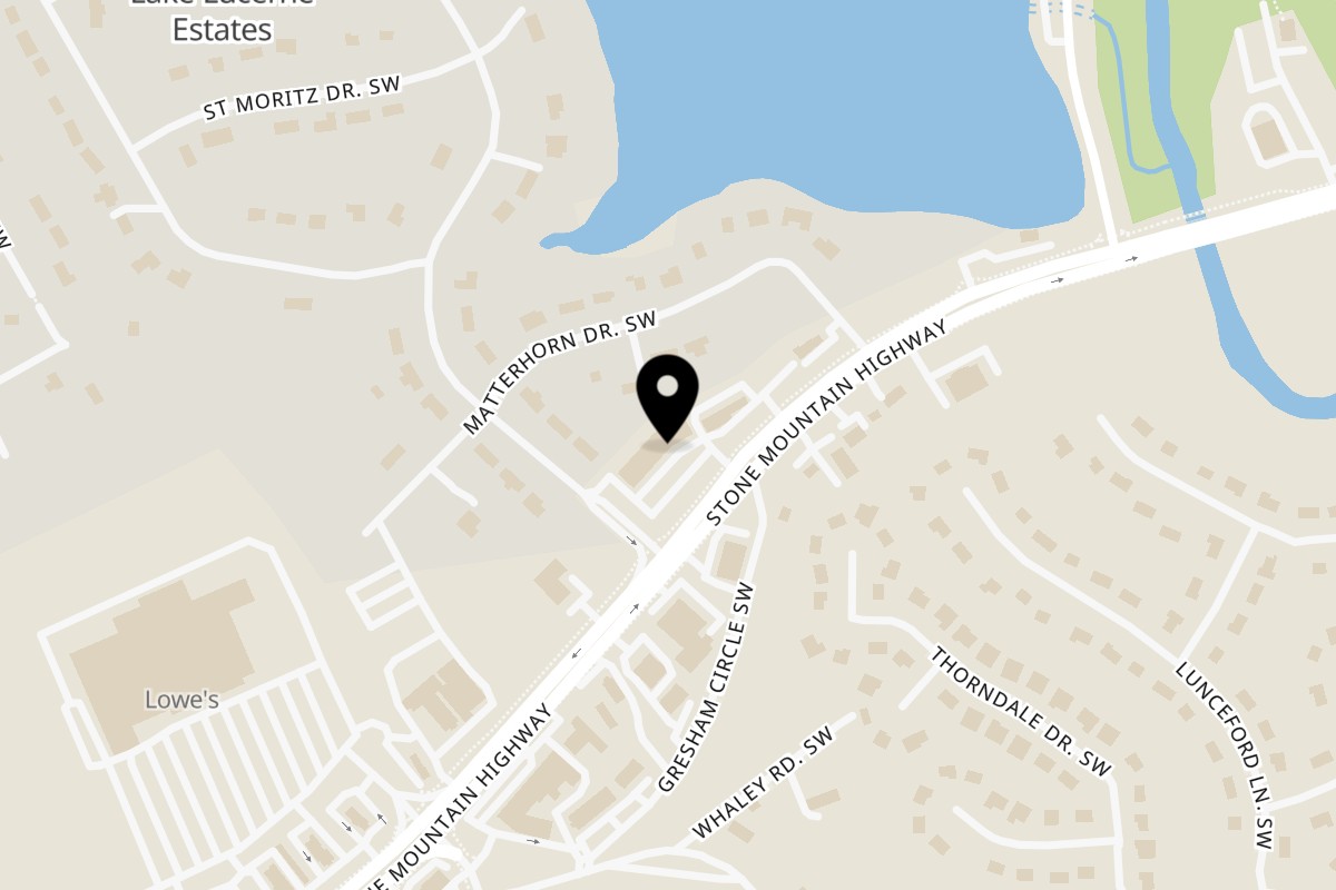 Map showing the location of Gutbusters Breakfast Lilburn on 4757 Stone Mountain Hwy in Lilburn